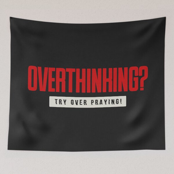 Item preview, Overthinking Try Over-praying Bold Minimalist Islamic Quote Art designed and sold by Miniature Store.