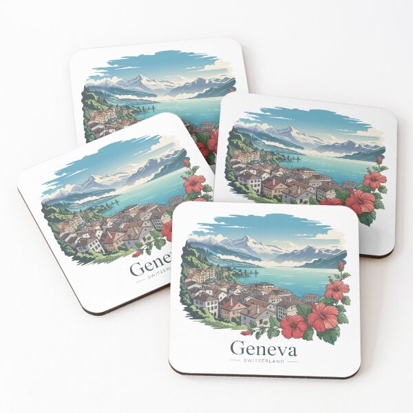 Item preview, Geneva Switzerland Lake Mountains designed and sold by MadCatPrints.