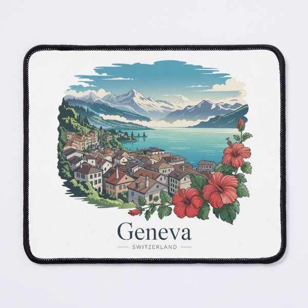Item preview, Geneva Switzerland Lake Mountains designed and sold by MadCatPrints.