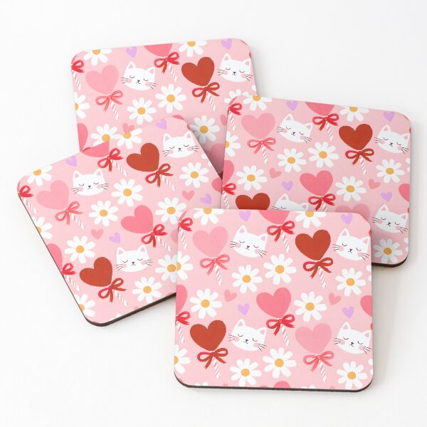 Item preview, Heart shaped Candy White Kawaii Kitty Cat Daisy Lollipop Seamless Pattern Floral Fruit Coquette Background designed and sold by FRH Design ⭐⭐⭐⭐⭐.