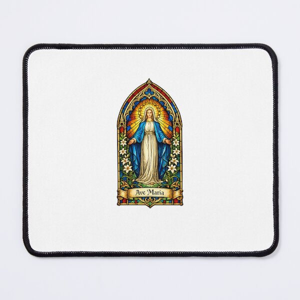 Item preview, Virgin Mary Stained Glass – Ave Maria Catholic Gothic Cathedral Window Religious Sticker designed and sold by ResinandRelics.