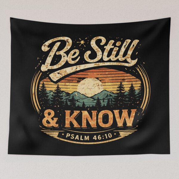 Item preview, Be Still and Know I Am God - Psalm 46:10 Christian Faith in Retro Vintage Hiking Badge designed and sold by Blood Washed Apparel.