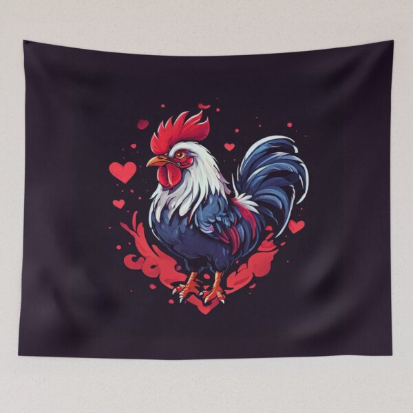 Item preview, Rooster and hearts designed and sold by Planetporridge.