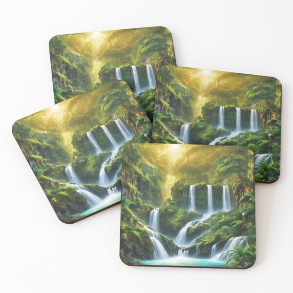 Item preview, Enchanting Waterfall Fantasy Illustration Art designed and sold by PrithviApparels.
