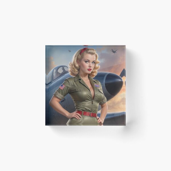 Item preview, Vintage 1940s Blonde Pin Up Girl Navy Fighter Plane WWII Nose Art Bombshell designed and sold by MissSaylor.
