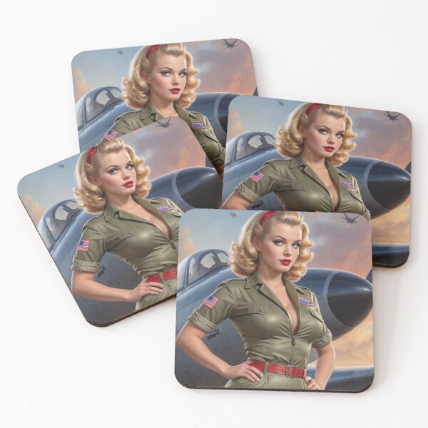 Item preview, Vintage 1940s Blonde Pin Up Girl Navy Fighter Plane WWII Nose Art Bombshell designed and sold by MissSaylor.