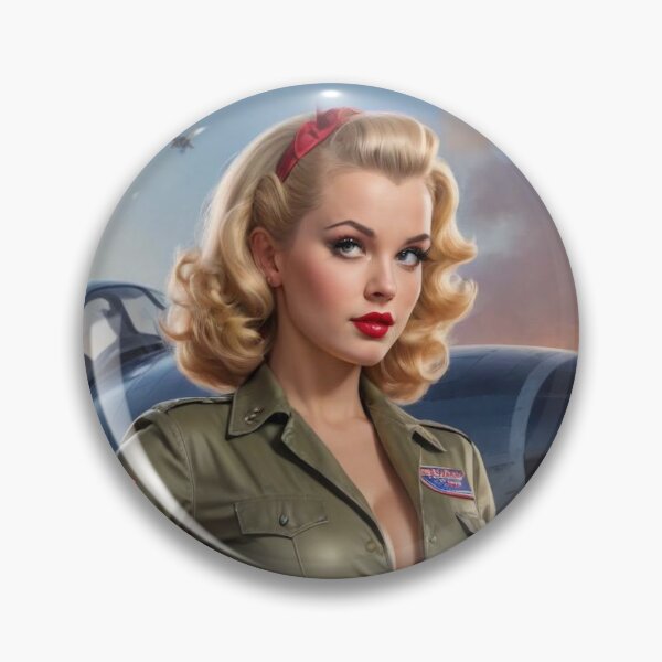 Item preview, Vintage 1940s Blonde Pin Up Girl Navy Fighter Plane WWII Nose Art Bombshell designed and sold by MissSaylor.