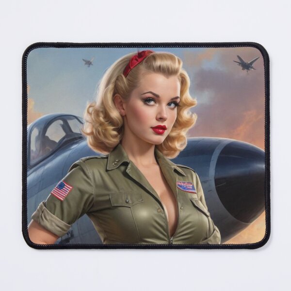 Item preview, Vintage 1940s Blonde Pin Up Girl Navy Fighter Plane WWII Nose Art Bombshell designed and sold by MissSaylor.