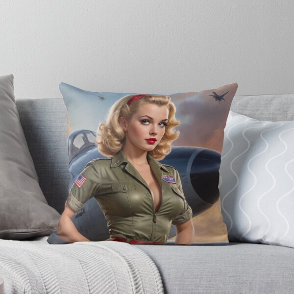 Item preview, Vintage 1940s Blonde Pin Up Girl Navy Fighter Plane WWII Nose Art Bombshell designed and sold by MissSaylor.