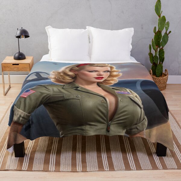 Item preview, Vintage 1940s Blonde Pin Up Girl Navy Fighter Plane WWII Nose Art Bombshell designed and sold by MissSaylor.