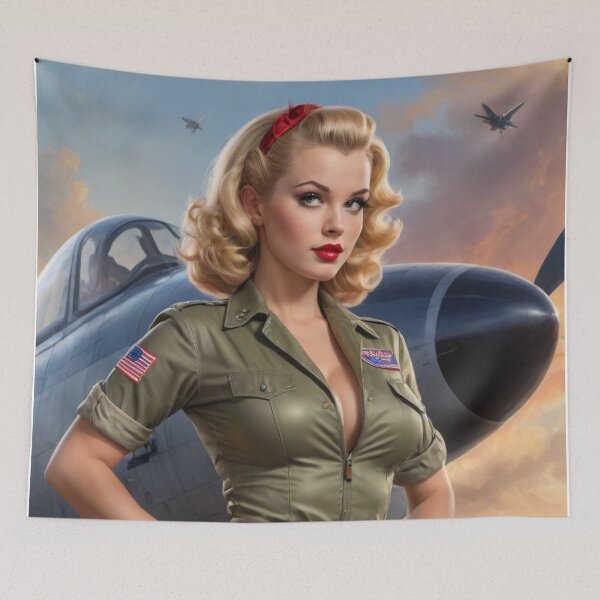 Item preview, Vintage 1940s Blonde Pin Up Girl Navy Fighter Plane WWII Nose Art Bombshell designed and sold by MissSaylor.