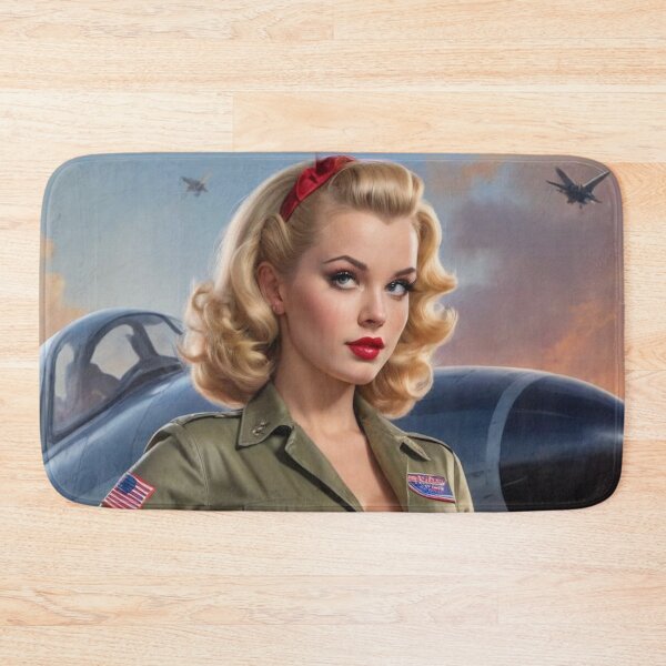 Item preview, Vintage 1940s Blonde Pin Up Girl Navy Fighter Plane WWII Nose Art Bombshell designed and sold by MissSaylor.