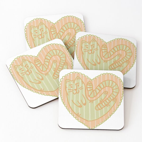 Item preview, Cutesy green cat in a heart  designed and sold by chickenlidl.