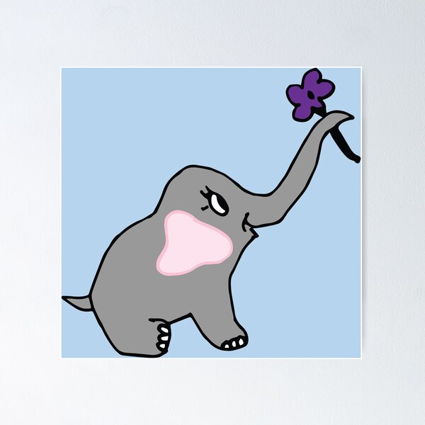Item preview, Cute Baby Elephant Holding Flower designed and sold by Madeline Binder Art & Design.