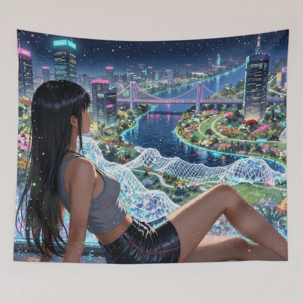 Item preview, Anime Girl Resting in Digital City designed and sold by M-Y-A-R-T-.