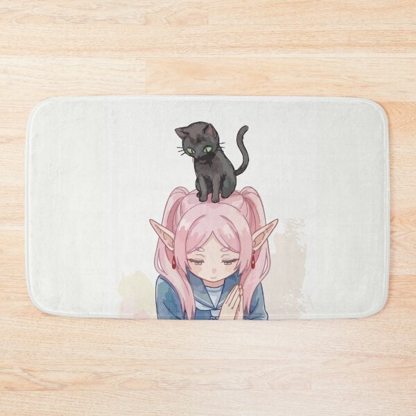 Item preview, Kawaii Anime Elf Girl with Black Cat on Head designed and sold by RosetteArtists.