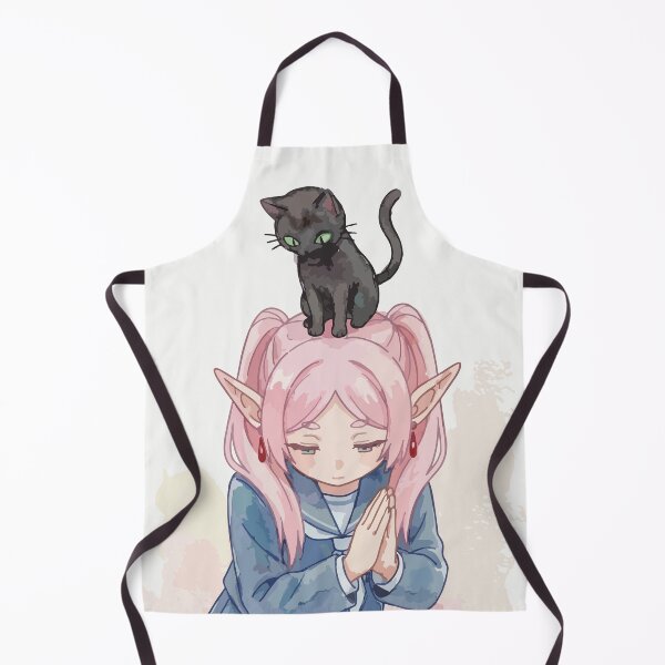 Item preview, Kawaii Anime Elf Girl with Black Cat on Head designed and sold by RosetteArtists.