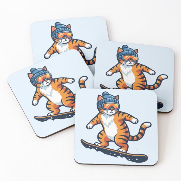 Item preview, Cool Orange Tabby Cat Snowboarding - Winter Sports Illustration designed and sold by HappySproutArt.