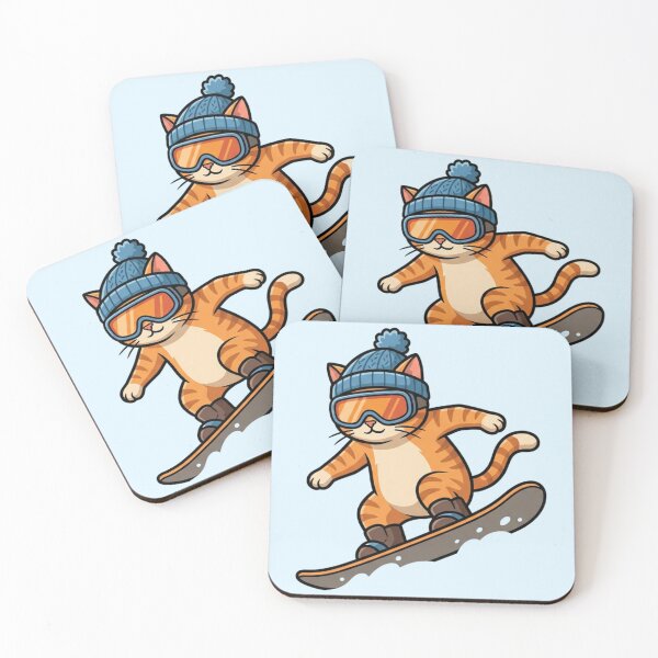 Item preview, Happy Snowboarding Ginger Cat - Extreme Winter Action designed and sold by HappySproutArt.