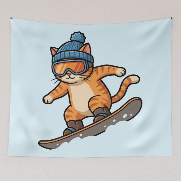 Item preview, Happy Snowboarding Ginger Cat - Extreme Winter Action designed and sold by HappySproutArt.