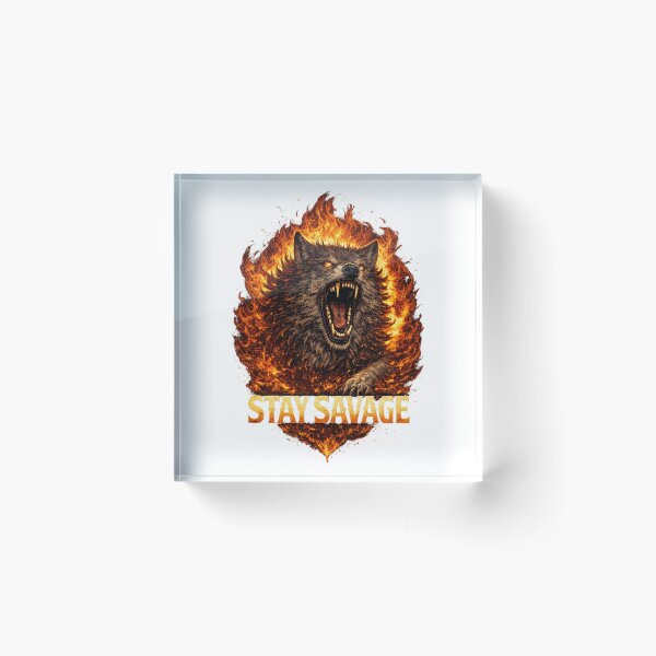 Item preview, Stay Savage Alpha Wolf T-Shirt – Fire Wolf Dark Fantasy Graphic Design designed and sold by VivaThread.