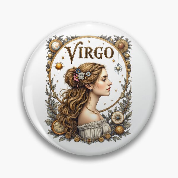 Item preview, Virgo Zodiac Vintage Engraved Astrology designed and sold by ThePixelAndPine.