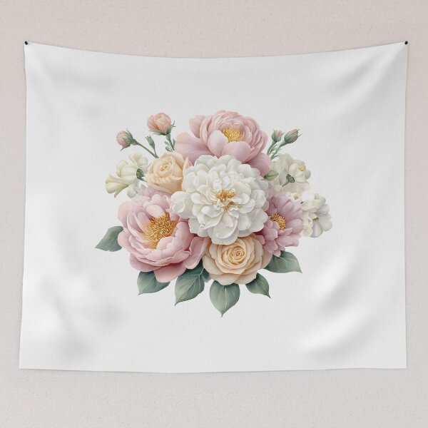 Item preview, Soft Pastel Peony Rose Bouquet - Elegant Romantic Floral Art Print designed and sold by DesignArtist.ia.