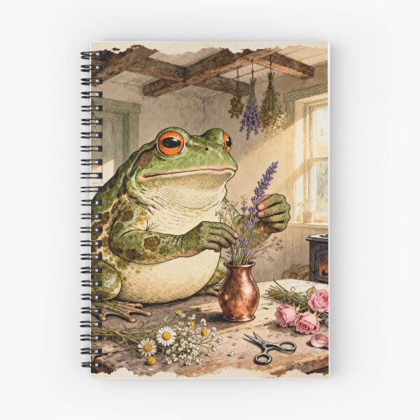 Item preview, Flower Arranging Frog - Cottagecore Kitchen Art designed and sold by PictorialWhimsy.