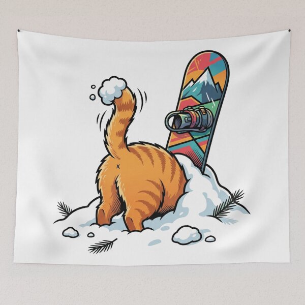 Item preview, Funny Snowboarding Cat Fail - Stuck in the Snow designed and sold by HappySproutArt.
