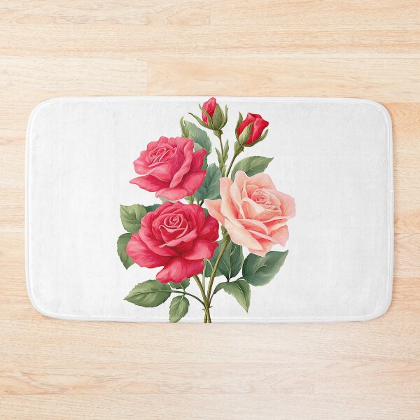 Item preview, Red Peach Rose Bouquet - Elegant Romantic Floral Art Print designed and sold by DesignArtist.ia.