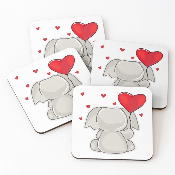 Item preview, Love You Cute Elephant holding Balloon designed and sold by NAMITRA.