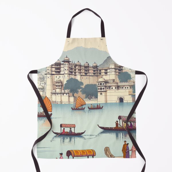 Item preview, Udaipur India Japanese Ukiyo-e Print Lake Pichola City Palace Edo Style Woodblock Art designed and sold by Vandy Fullam.