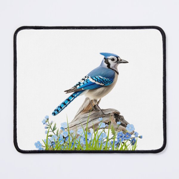Item preview, Blue Jay On An Old Log In A Wildflower Meadow  designed and sold by Rockyctees.
