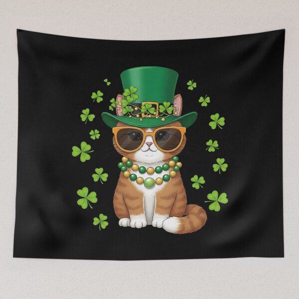 Item preview, St Patricks Day Cat Leprechaun Hat Shamrock Saint Pattys designed and sold by OlakunleOloroz.