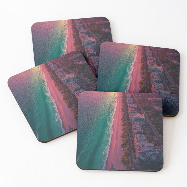 Item preview, Aerial Miami Beach Sunset Ocean Bay Art Deco Strip Retrowave Art designed and sold by Kynura.