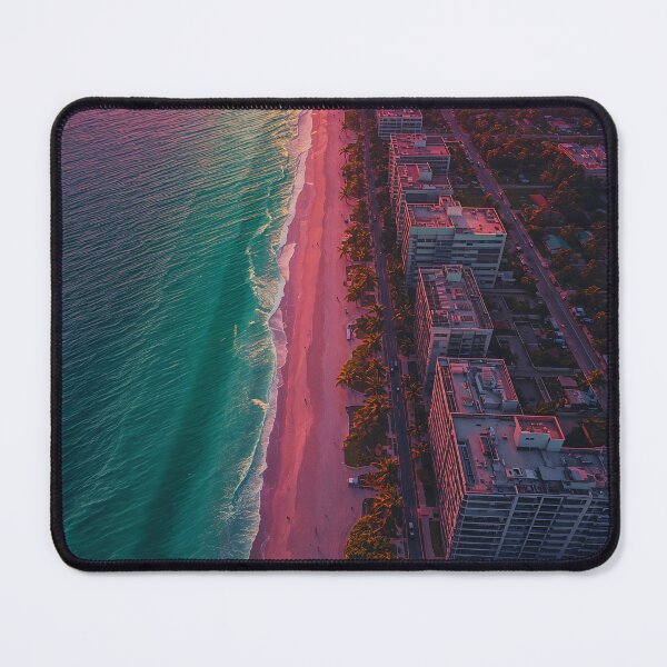 Item preview, Aerial Miami Beach Sunset Ocean Bay Art Deco Strip Retrowave Art designed and sold by Kynura.