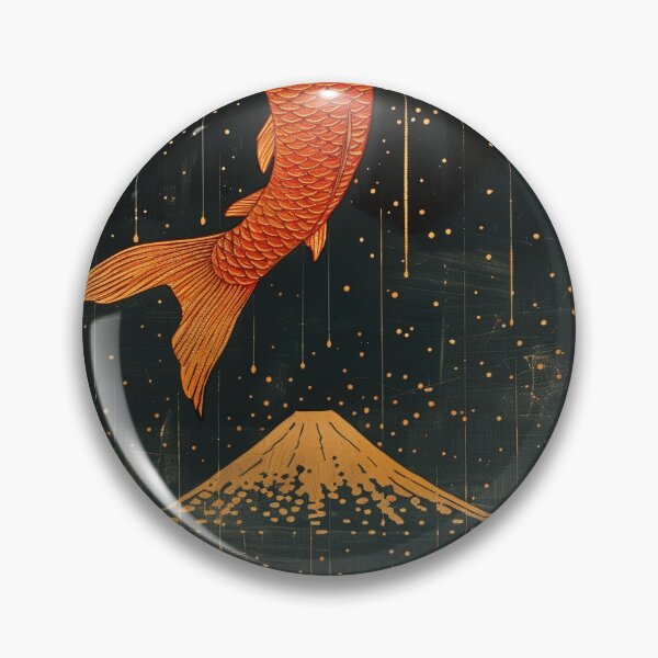 Item preview, Japanese Koi Fish Jumping in Night Rain over Mount Fuji designed and sold by SK-Studio1192.