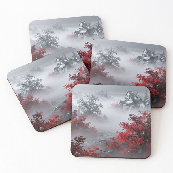 Item preview, Mystic Japanese Garden Scene with Red Maple and Foggy Atmosphere designed and sold by FotoworldEdel.