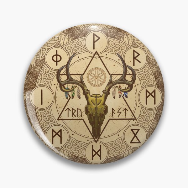 Item preview, Norse Deer Skull Mandala - Elder Futhark Runes & Sacred Geometry designed and sold by VitalusDesignArtV.