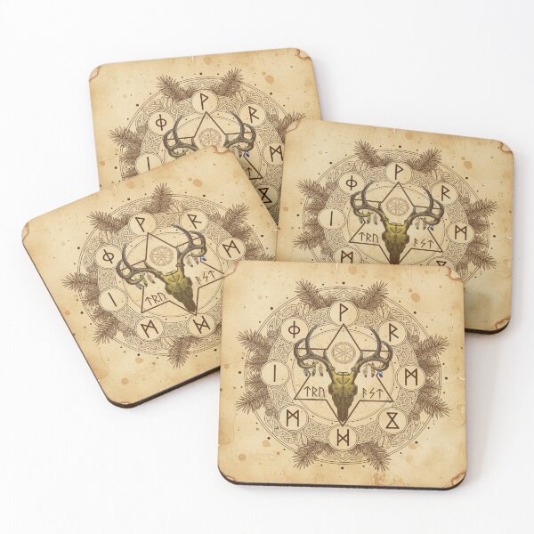 Item preview, Norse Deer Skull Mandala - Elder Futhark Runes & Sacred Geometry designed and sold by VitalusDesignArtV.