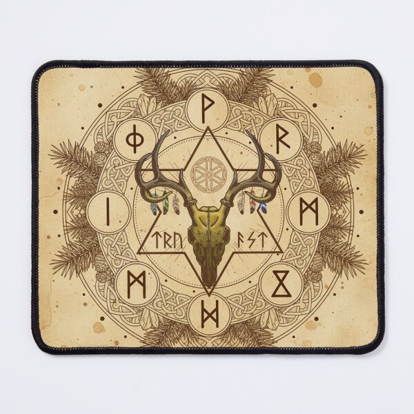 Item preview, Norse Deer Skull Mandala - Elder Futhark Runes & Sacred Geometry designed and sold by VitalusDesignArtV.