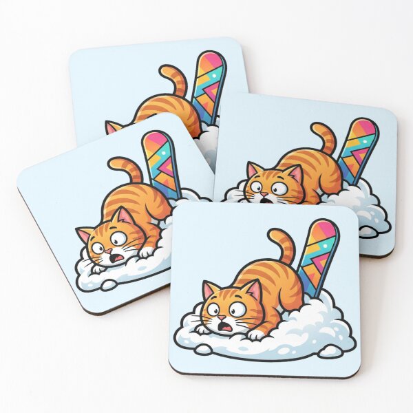 Item preview, Funny Shocked Snowboarding Cat - Epic Winter Fail designed and sold by HappySproutArt.