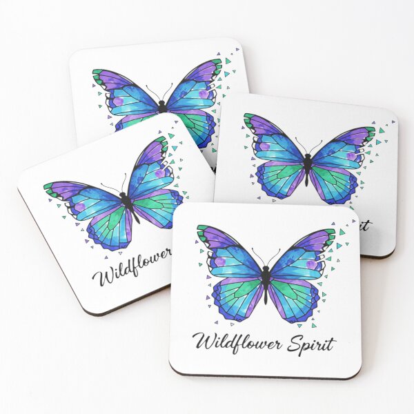 Item preview, "Modern Deconstructed Butterfly: Geometric Patchwork in Cool Tones with Script Typography" designed and sold by Blue Bird  Designs.