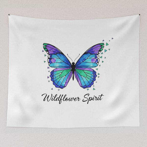 Item preview, "Modern Deconstructed Butterfly: Geometric Patchwork in Cool Tones with Script Typography" designed and sold by Blue Bird  Designs.