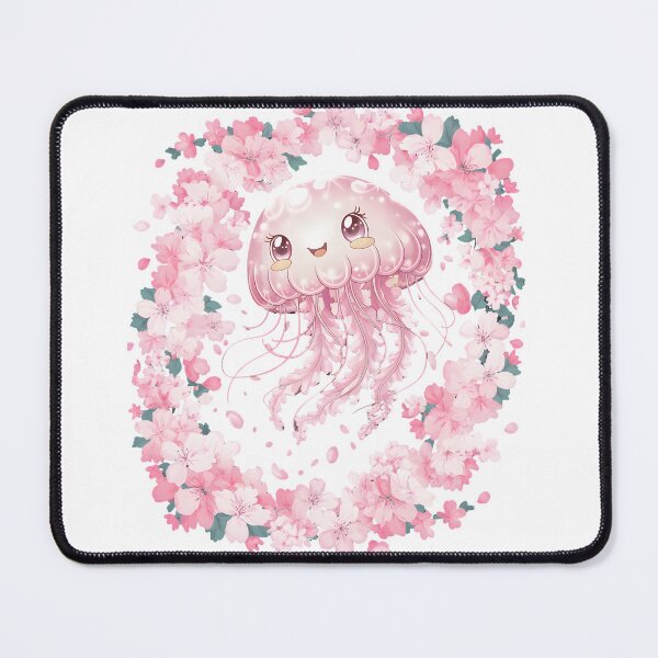 Item preview, Kawaii Pink Jellyfish Sakura Floral Art designed and sold by Aesthetic Art.