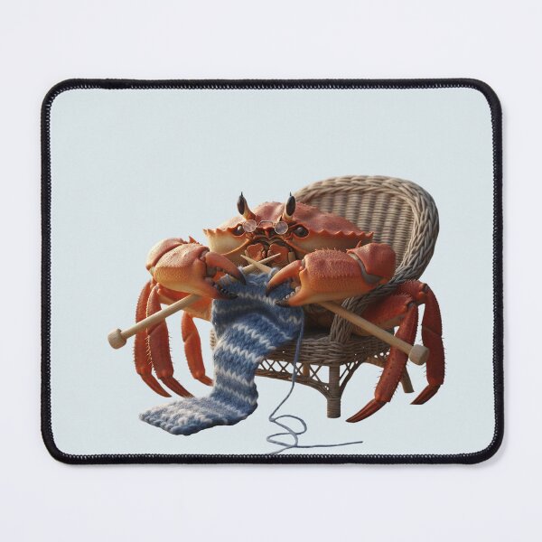 Item preview, Knitting Crab – Funny Cozy Sea Creature Illustration designed and sold by Y-MOONSTAR.