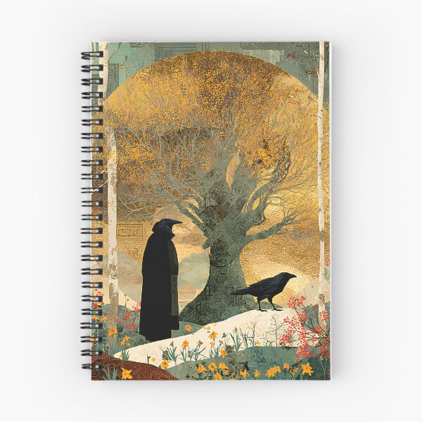 Item preview, Cuervos de la Nueva Primavera | Arte mural mítico de temporada designed and sold by Stoneflower-Art.