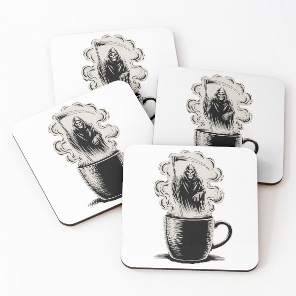 Item preview, Grim Reaper In Coffee Cup Vintage Illustration designed and sold by Aesthetic Art.