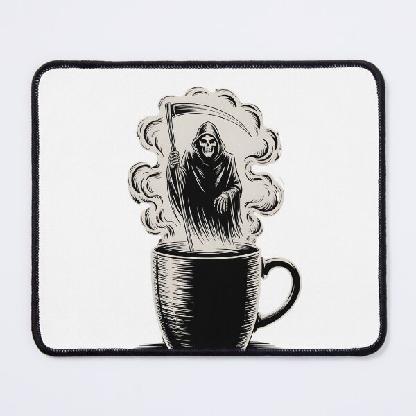 Item preview, Grim Reaper In Coffee Cup Vintage Illustration designed and sold by Aesthetic Art.