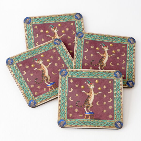 Item preview, Medieval Cat Jester Juggling - Illuminated Manuscript Art designed and sold by PictorialWhimsy.